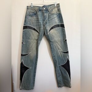 Stylish Blue Jeans with Black Accents